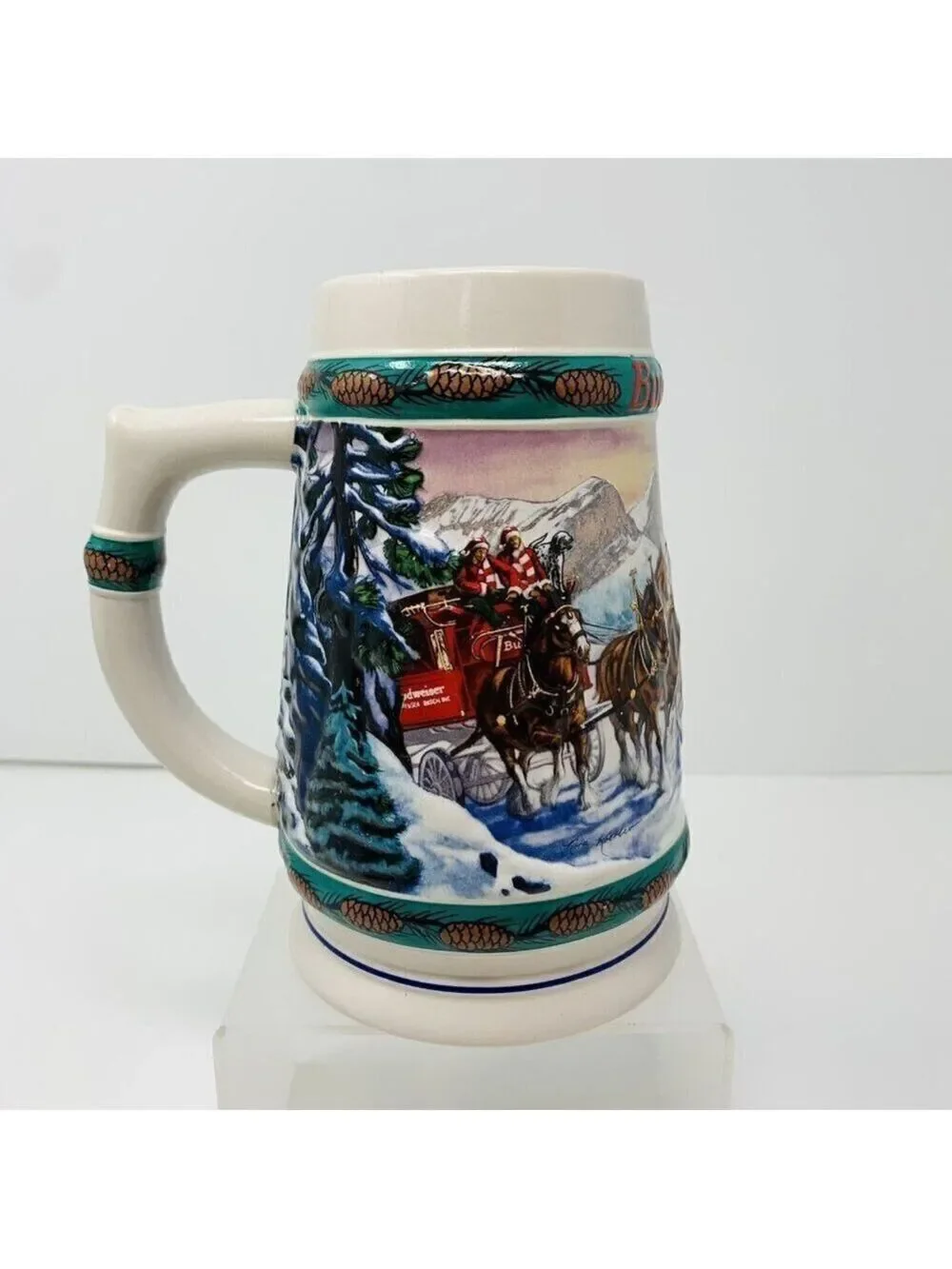 Anheuser Busch BUDWEISER BEER STEIN 3D 1993 Special Delivery Clydesdale Holiday